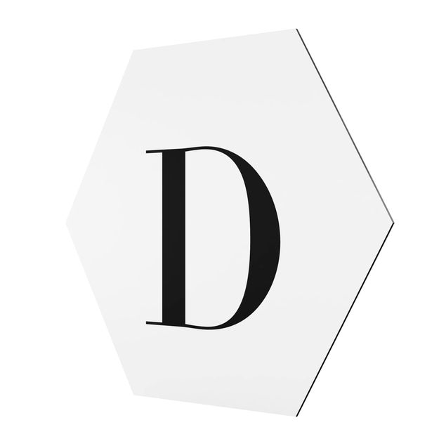 Cuadros hexagonales Letter Serif White D