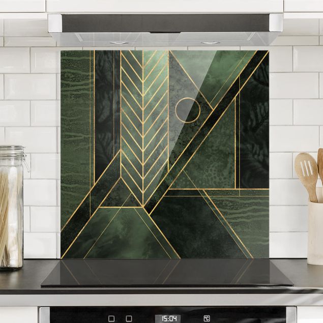 Decoración en la cocina Geometric Shapes Emerald Gold