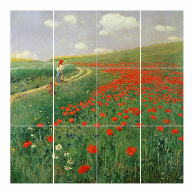 Vinilo azulejos cocina Pál Szinyei-Merse - Summer Landscape With A Blossoming Poppy
