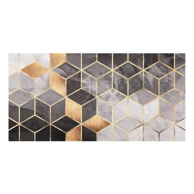 panel-antisalpicaduras-cocina Black And White Golden Geometry