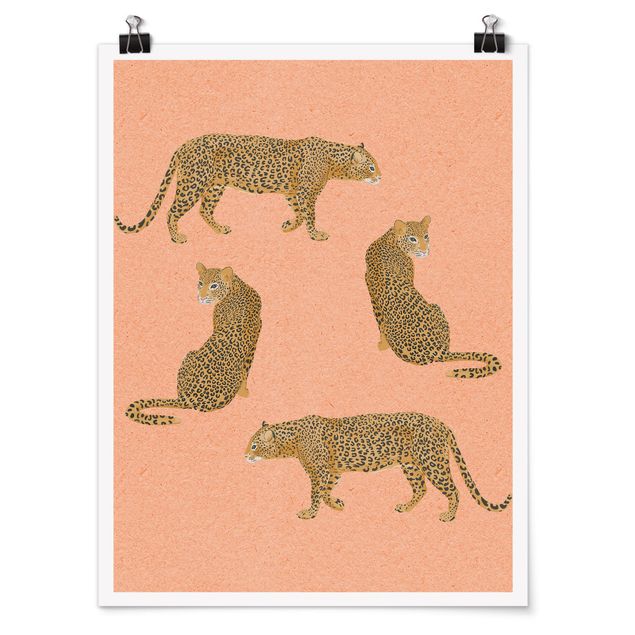 Láminas animales Illustration Leopard Pink Painting