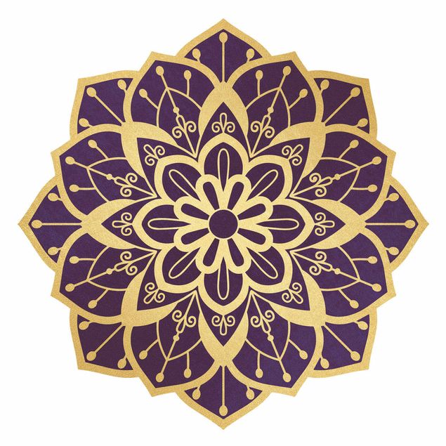 Vinilos mandalas pared Mandala Flower Pattern Gold Violet