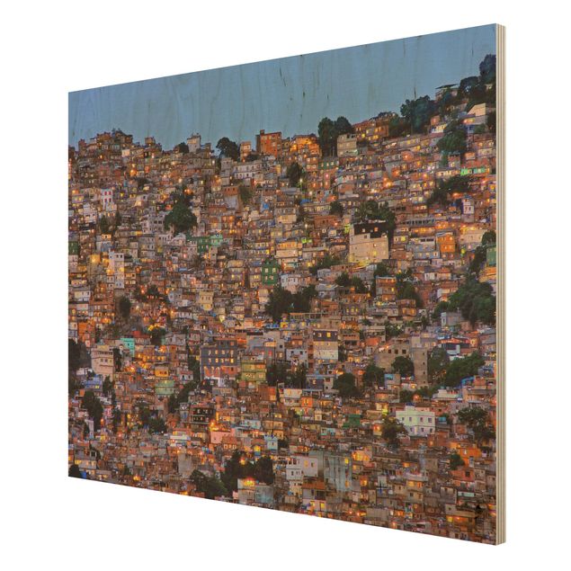 cuadros de madera decorativos Rio De Janeiro Favela Sunset