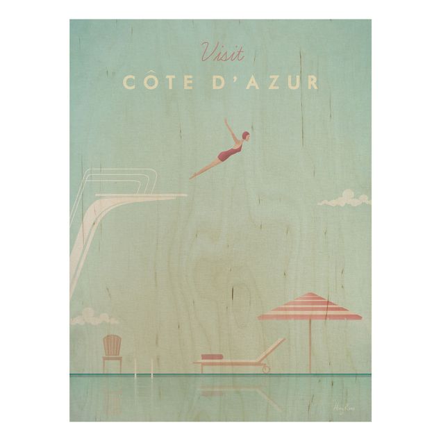 Cuadros de madera paisajes Travel Poster - Côte D'Azur