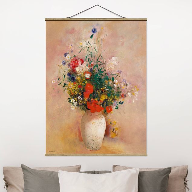 Campo de amapolas cuadro Odilon Redon - Vase With Flowers (Rose-Colored Background)