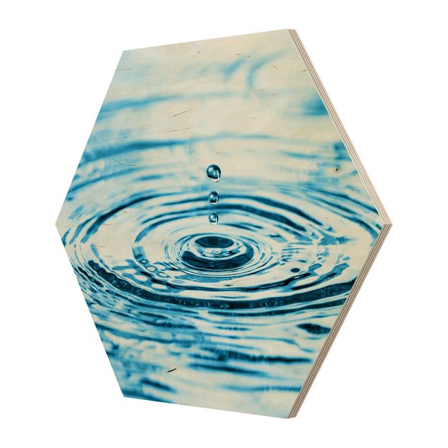 Hexagon Bild Holz - Drops Turbulence