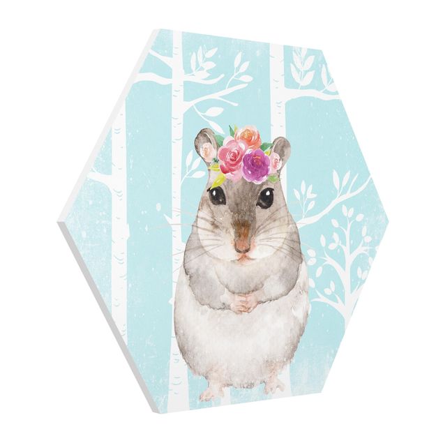 Cuadros animales Watercolor Hamster Turquoise