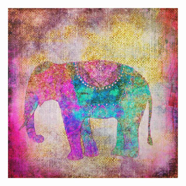 Cuadro elefante colores Colourful Collage - Indian Elephant