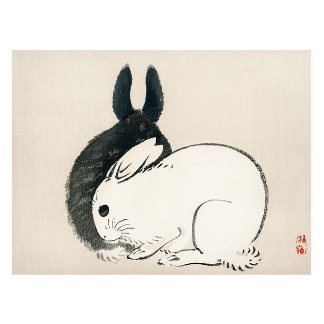 Tableros magnéticos animales Asian Vintage Drawing Two Bunnies