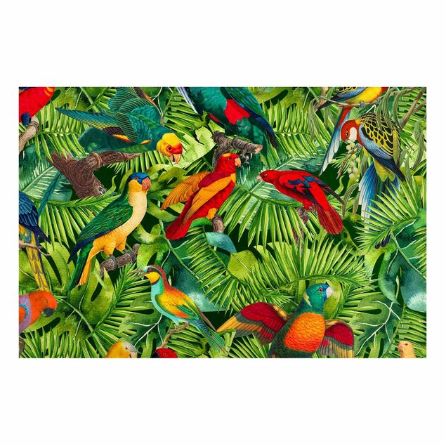 Cuadros selva Colourful Collage - Parrots In The Jungle