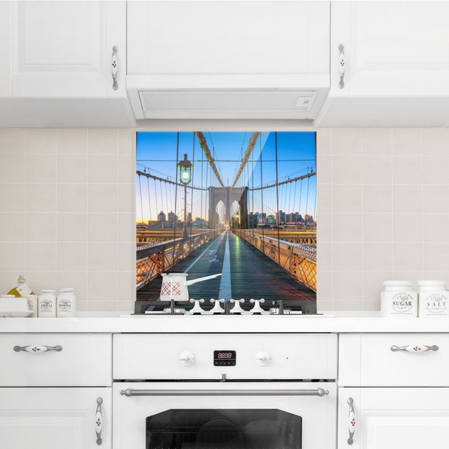 Paneles de vidrio para cocinas Dawn On The Brooklyn Bridge