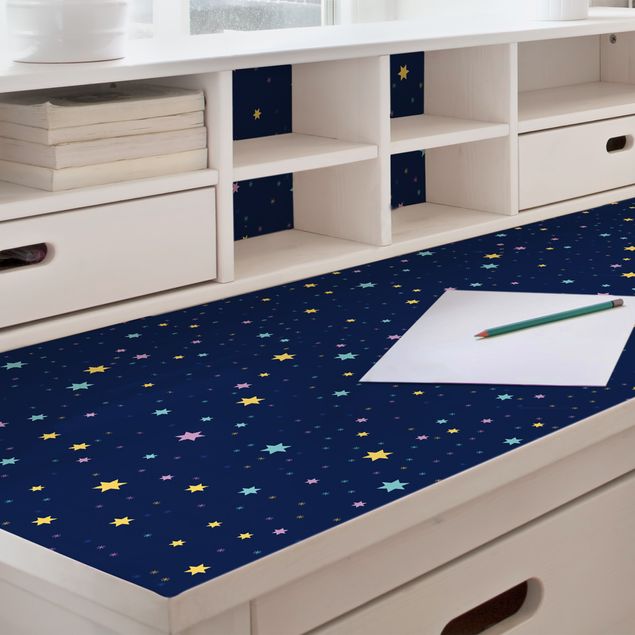 Papel adhesivo para muebles mate Nightsky Children Pattern With Colourful Stars