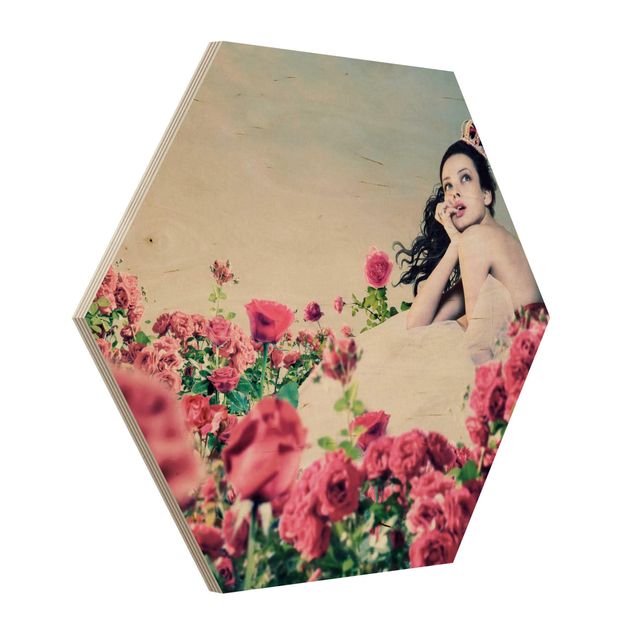 cuadros hexagonales Woman In The Rose Field