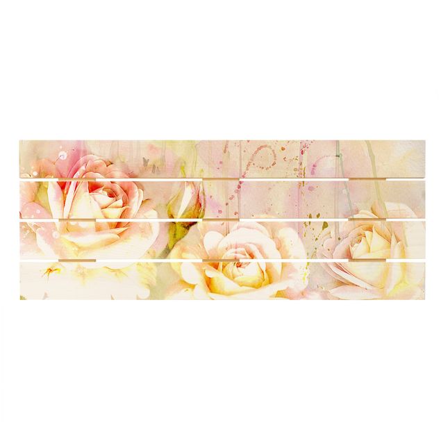 Cuadros en madera Watercolour Flowers Roses