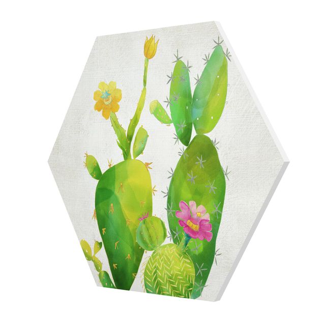 Cuadros verdes Cactus Family In Pink And Yellow