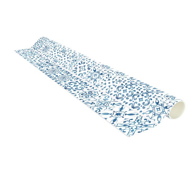 Alfombra imitación azulejos Tile Pattern Blue White