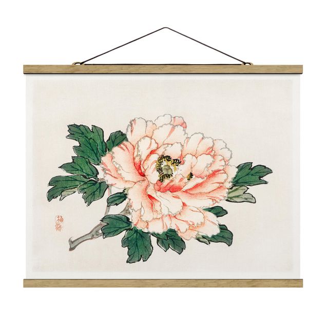 Cuadros retro vintage Asian Vintage Drawing Pink Chrysanthemum