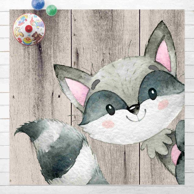 Alfombra exterior Watercolour Racoon On Wood
