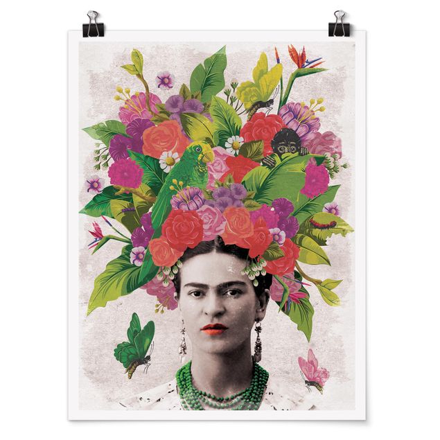 Póster flores Frida Kahlo - Flower Portrait