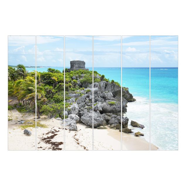 Paneles japoneses paisajes Caribbean Coast Tulum Ruins