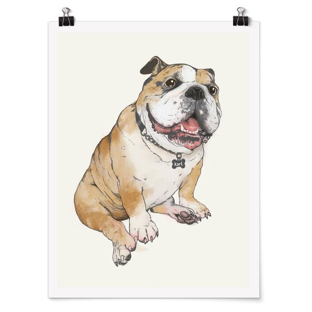 Póster animales Illustration Dog Bulldog Painting