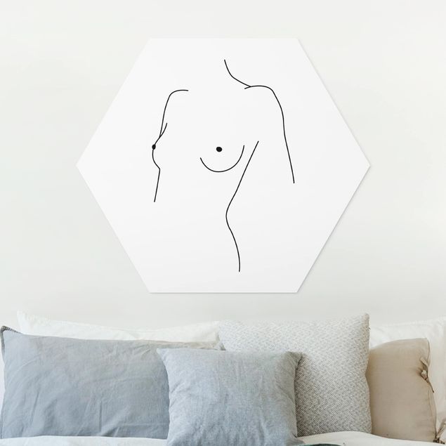 Decoración cocina Line Art Nude Bust Woman Black And White