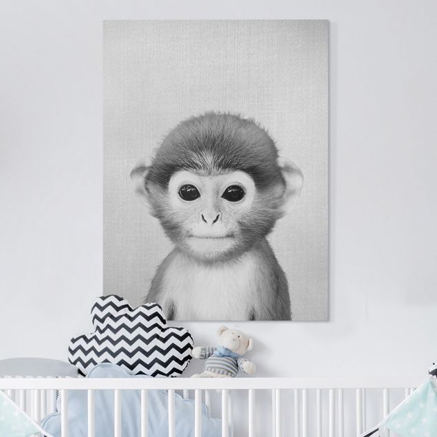 Lienzos de monos Baby Monkey Anton Black And White