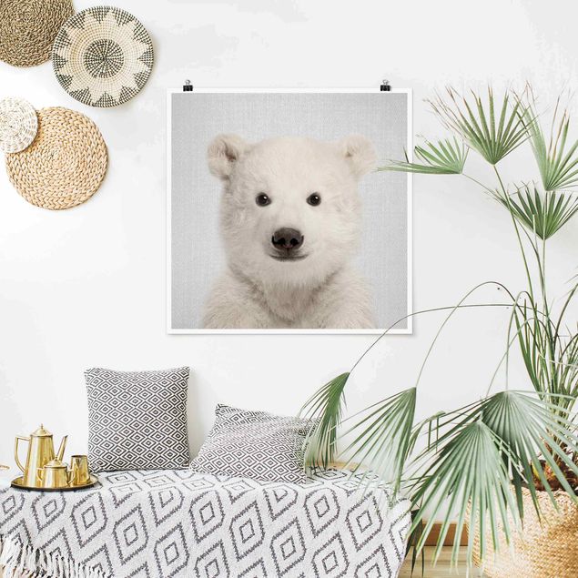 Póster blanco y negro Baby Polar Bear Emil