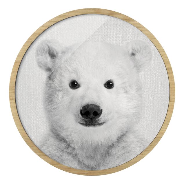 Cuadros redondos Baby Polar Bear Emil Black And White