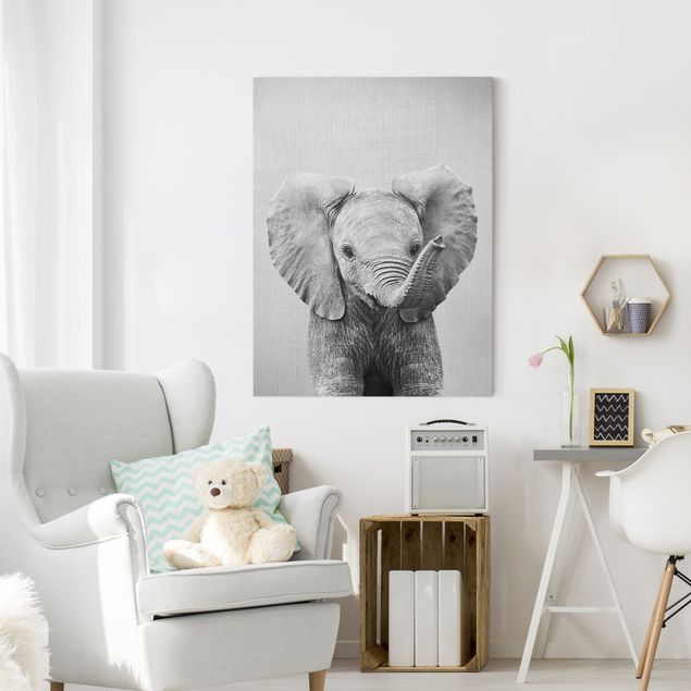 Decoración habitación infantil Baby Elephant Elsa Black And White
