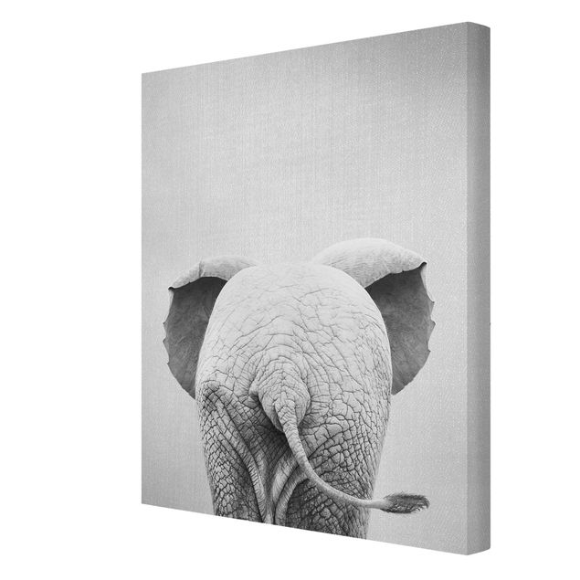 Cuadros modernos Baby Elephant From Behind Black And White