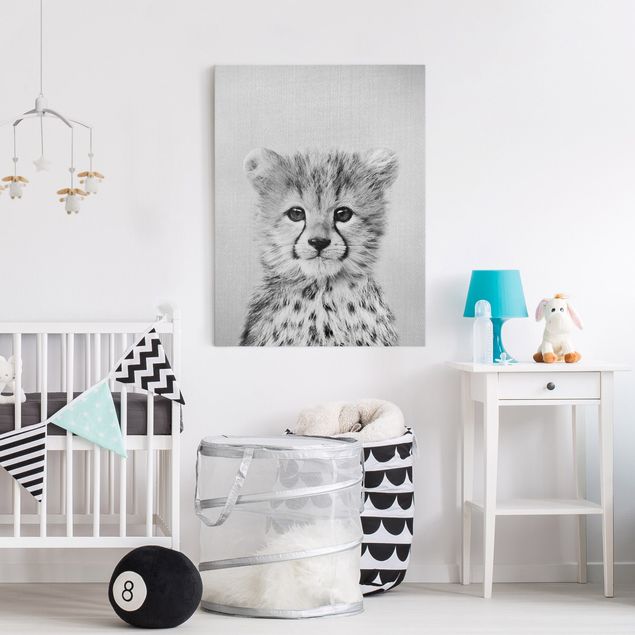 Lienzos blanco y negro Baby Cheetah Gino Black And White