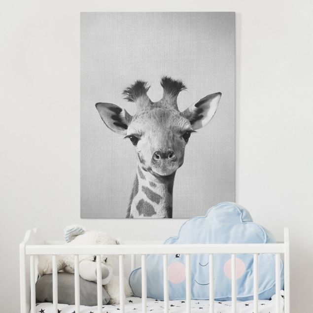 Decoración infantil pared Baby Giraffe Gandalf Black And White