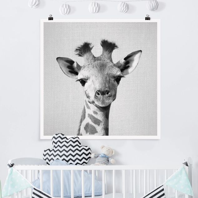 Decoración habitacion bebé Baby Giraffe Gandalf Black And White