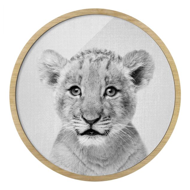 Cuadros redondos Baby Lion Luca Black And White