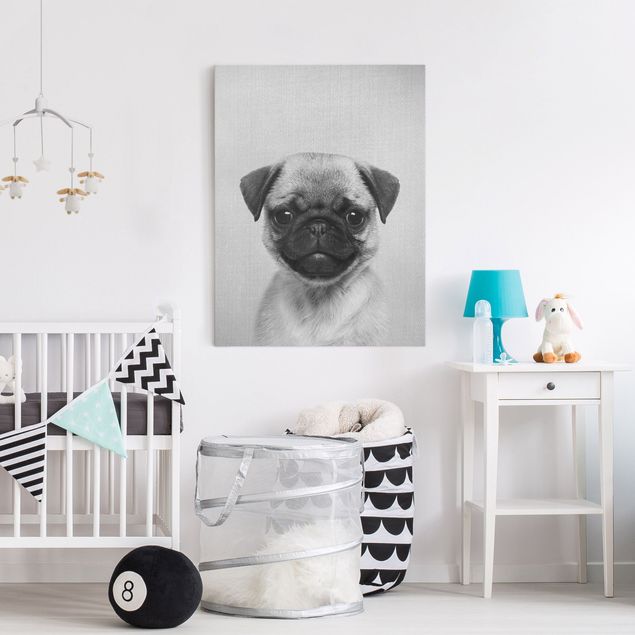 Lienzos de perros Baby Pug Moritz Black And White