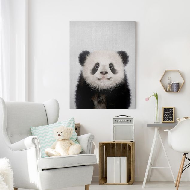 Lienzos en blanco y negro Baby Panda Prian