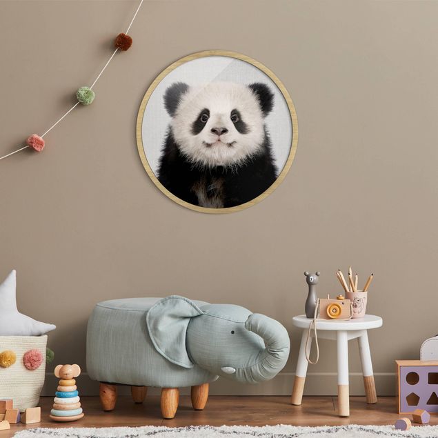 Pósters enmarcados en blanco y negro Baby Panda Prian