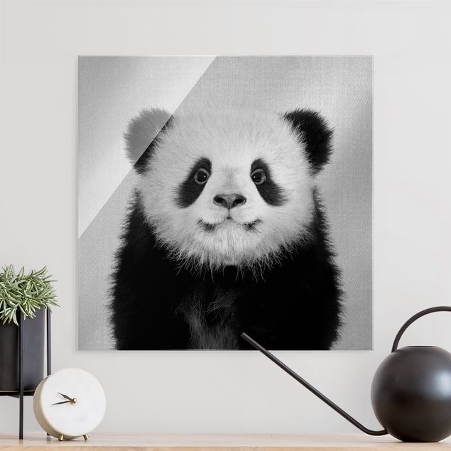 Cuadro de oso panda Baby Panda Prian Black And White
