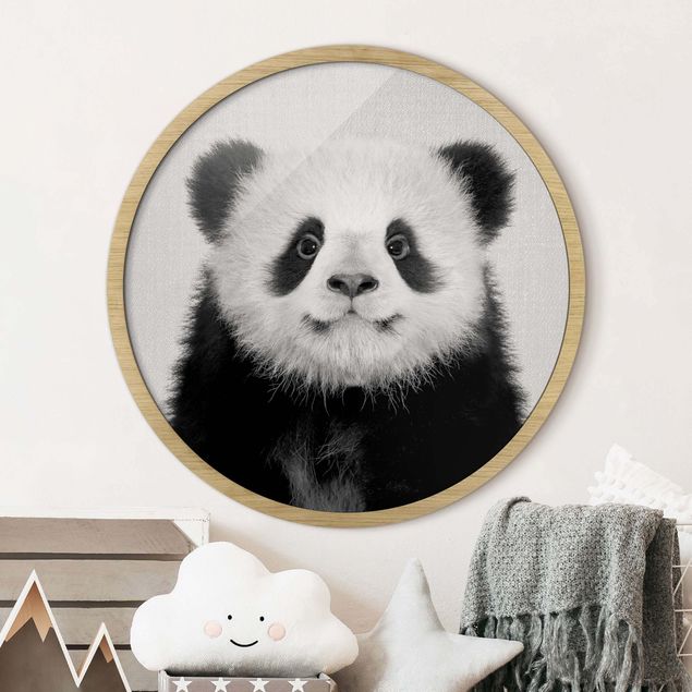 Decoración infantil pared Baby Panda Prian Black And White