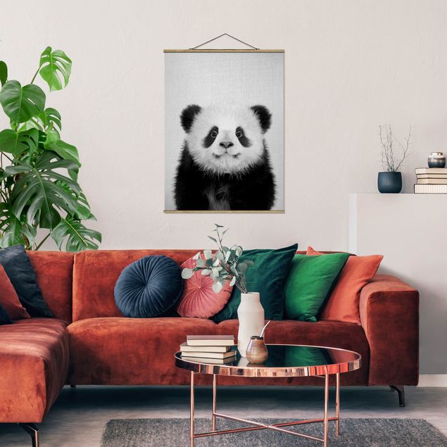 Cuadros modernos y elegantes Baby Panda Prian Black And White