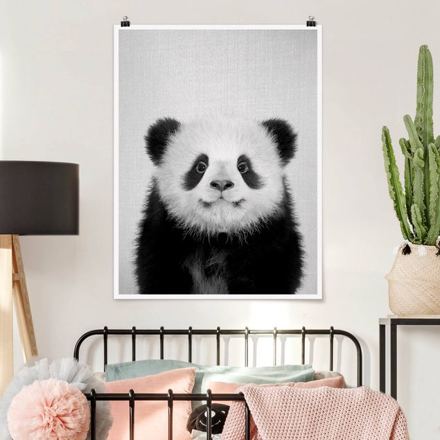 Decoración habitación infantil Baby Panda Prian Black And White
