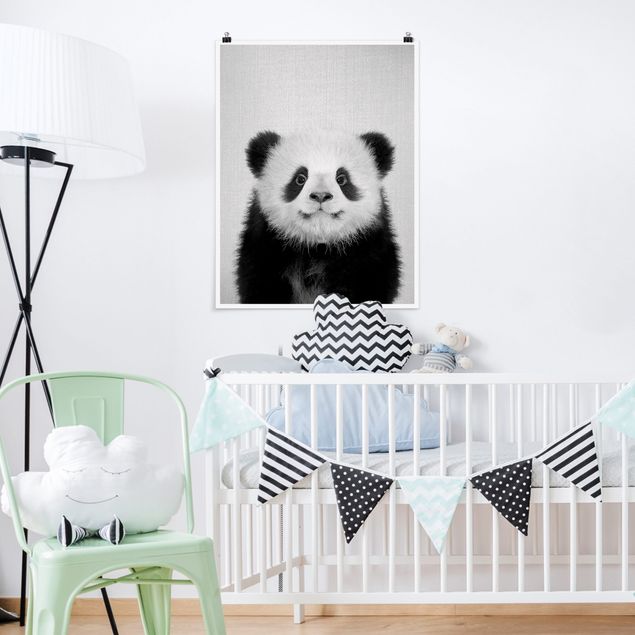 Cuadro de oso panda Baby Panda Prian Black And White