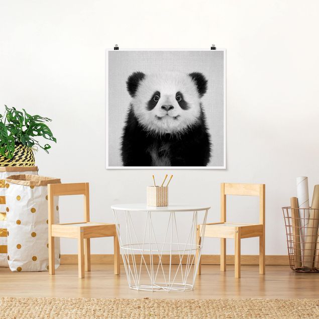 Láminas blanco y negro para enmarcar Baby Panda Prian Black And White