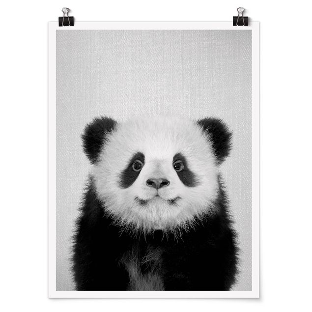 Póster animales Baby Panda Prian Black And White