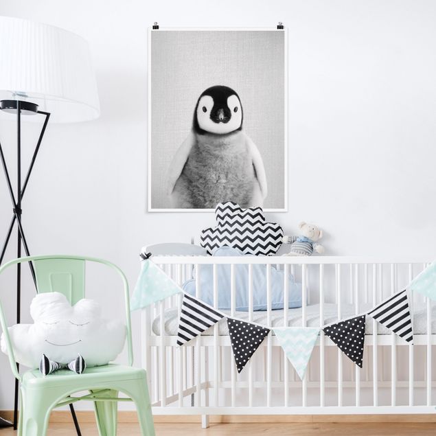 Pósters en blanco y negro Baby Penguin Pepe Black And White