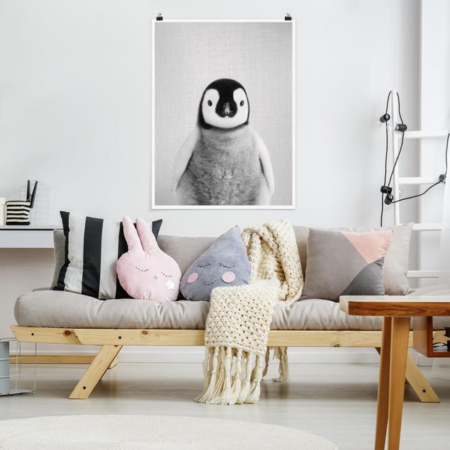 Póster de animales Baby Penguin Pepe Black And White