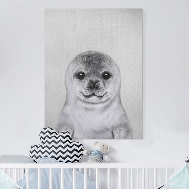 Decoración infantil pared Baby Seal Ronny Black And White