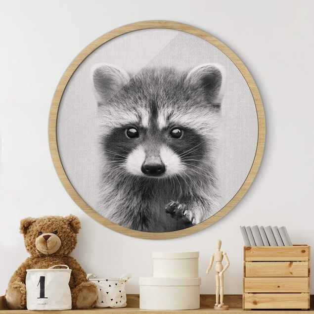 Cuadros de osos Baby Raccoon Wicky Black And White