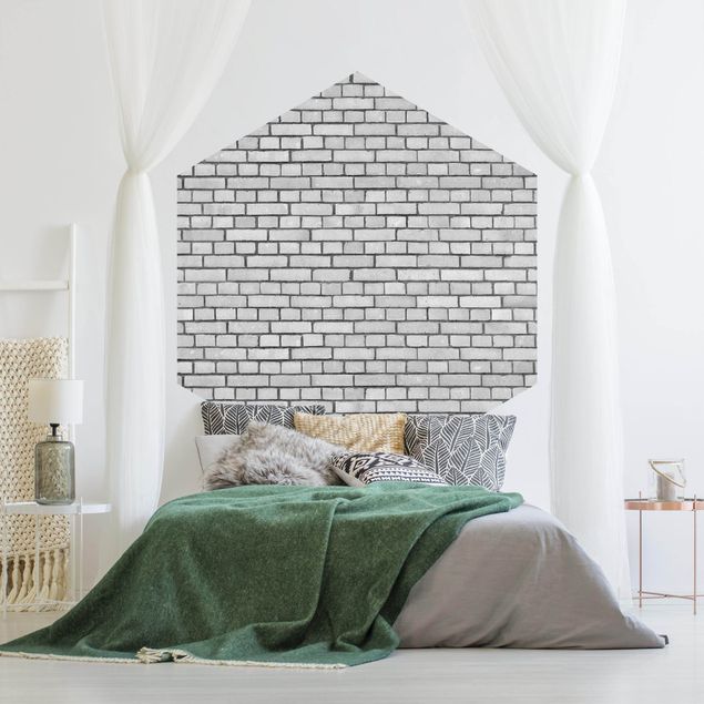 Papel pintado con patrones Brick Wall White
